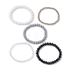 5Pcs 5 Styles Faceted Round Glass Beaded Stretch Bracelet Sets BJEW-JB10423-03-4