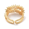 Brass with Cubic Zirconia Open Cuff Rings RJEW-B053-04-3