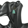 304 Stainless Steel with Glass Cylinder Seed Beads Christmas Tree Dangle Earrings EJEW-MZ00818-5