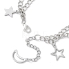 Star & Moon 304 Stainless Steel Charm Bracelets BJEW-JB10366-4