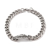 Ion Plating(IP) 304 Stainless Steel Feather Link Chain Bracelets for Men BJEW-B096-44AS-1