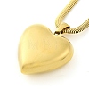 304 Stainless Steel Heart Pendant Flat Snake Chain Necklaces for Women NJEW-U012-01G-3