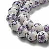 Handmade Flower Printed Porcelain Ceramic Beads Strands PORC-M007-10mm-05-4