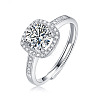 Rhodium Plated 925 Sterling Silver Micro Pave Moissanite Adjustable Rings for Women WGFA800-02-2