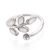 Leaf Shape Brass Shell Cuff Ring Settings KK-T076-63P-2
