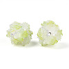 Polymer Clay Rhinestone Beads with Embossed Resin Roses RESI-T059-04E-2