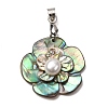 Natural Paua Shell & Natural Pearl Pendants SHEL-G024-08P-1
