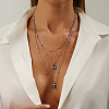 Brass Iron and Acrylic Square Pendant Satellite Chain 3 Layer Necklaces for Women WGDC8C8-02-2