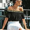 Polyester Metallic Thread & Sequins Lace Tassel Ribbon OCOR-WH0105-237A-6