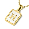 Ion Plating(IP) Rectangle with Initial Letter 304 Stainless Steel Pendant Necklace NJEW-R265-04G-H-1