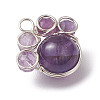 4Pcs 4 Styles Copper Wire Wrapped Natural & Synthetic Mixed Gemstone Faceted Beaded Pendants PALLOY-TA00168-02-4