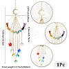 Chakra Natural & Synthetic Gemstone Chips & Brass Ring Hanging Suncatchers HJEW-BM00074-2