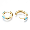 Brass Enamel Huggie Hoop Earrings EJEW-T014-10G-02-NF-3
