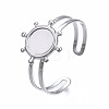 Non-Tarnish 304 Stainless Steel Open Cuff Finger Ring Cabochon Settings STAS-T060-10P-3