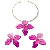 Flower Alloy Stud Earrings & Pendant Choker Sets for Women WG356AA-01-5
