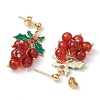 Cherry Alloy Enamel and Carnelian Beads  Studs Earring EJEW-TA00445-4