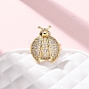 Brass Micro Pave Cubic Zirconia Adjustable Open Cuff Rings for Women RJEW-A072-01C-G-2