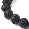 Natural Lava Rock Round & Synthetic Turquoise Turtle Beaded Stretch Bracelet for Women BJEW-JB09700-04-4