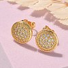 Brass Micro Pave Clear Cubic Zirconia Stud Earrings EJEW-D305-15G-5