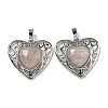 Natural Rose Quartz Peach Love Heart Pendants G-G158-01J-1