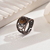 Vintage Ethnic Style Natural Tiger Eye Inlaid Hollow Out Women Adjustable Rings UP6399-5-1