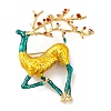 Golden Tone Christmas Deer Alloy Enamel Pins for Women JEWB-M043-15G-02-1