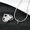 304 Stainless Steel Micro Pave Clear Cubic Zirconia Butterfly Heart Pendant Pet Urn Ashes Necklaces NJEW-S455-10P-5