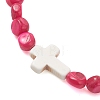 Dyed Natural Freshwater Shell Beads Stretch Bracelets BJEW-JB13397-4