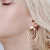 10Pcs Brass Double Ring Dangle Stud Earrings for Women KK-BC0010-49-5