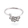Flower Brass Micro Pave Clear Cubic Zirconia Cuff Ring Settings KK-T076-79P-2