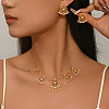 Vintage Brass Micro Pave Clear Cubic Zirconia Filigree Bell Pendant Necklace & Stud Earrings Set for Women JR0711-4