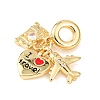 Rack Plating Brass Pave Clear Cubic Zirconia European Dangle Charms KK-P279-46G-2