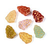 Christmas Baking Paint and Golden Metal Enlaced Glass Beads DGLA-T004-36M-1