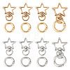 10Pcs 2 Colors Star Alloy Swivel Snap Hook Clasps & 10Pcs 2 Colors Alloy Spring Gate Rings Findings Kits FIND-TADJ0001-24-1