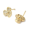 Clover Brass Micro Clear Cubic Zirconia Stud Earrings KK-S516-05G-2