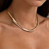 304 Stainless Steel Pave Square Clear Cubic Zirconia Flat Snake Chain Necklaces for Women WG60D5C-01-2