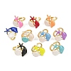 Brass Enamel Adjustable Cuff Rings for Women RJEW-G357-01H-4