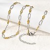 304 Stainless Steel Flower Link Chain Necklaces for Women NJEW-A046-02C-GP-3