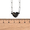 304 Stainless Steel Double-Sided Magnetic Heart Pendant Paperclip Chain Necklaces NJEW-U028-02B-5