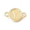 Brass Disc with Initial Links Connector Charms KK-E802-36G-Y-1
