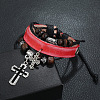 Leather Cord Multi-strand Bracelets for Women Men WGAECCB-03-2