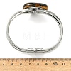 Natural Mixed Gemstone Heart Brass Hinged Cuff Bangles BJEW-JB14316-5