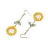Sunflower Glass Beaded Dangle Earrings EJEW-TA00519-4