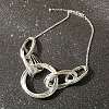 201 Stainless Steel Multi Ring Link Bib Necklaces for Women WG6B734-02-2
