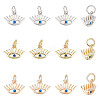 18Pcs 3 Colors Brass Micro Pave Blue Cubic Zirconia Charms FIND-AR0002-01-1