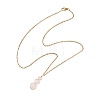 Natural Green Aventurine & Rose Quartz & Amethyst & Carnelian & Dyed Quartz Round Beaded Gourd Shape Pendant 304 Stainless Steel Cable Chain Necklaces for Women NJEW-JN05656-6