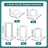 5Pcs 5 Styles Square Transparent Acrylic Jewelry Display Pedestals ODIS-FG0001-65-2