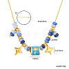 Natural Sodalite Rondelle Beads and 304 Stainless Steel Enamel Deep Sky Blue Column Star Pendant Necklaces for Women WG97891-02-2