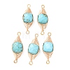 Natural Turquoise Faceted Cube Links Connector Charms with Copper Herringbone Wire-Wrapped KK-Z152-06G-01B-1
