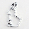 Rack Plating Alloy Rabbit Bunny Open Back Bezel Pendants X-PALLOY-S047-41D-FF-1